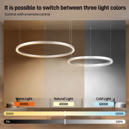 Brilagi - LED prigušiva luster na sajli PORTOFINO LED/98W/230V 3000-6000K srebrna + daljinski upravljač