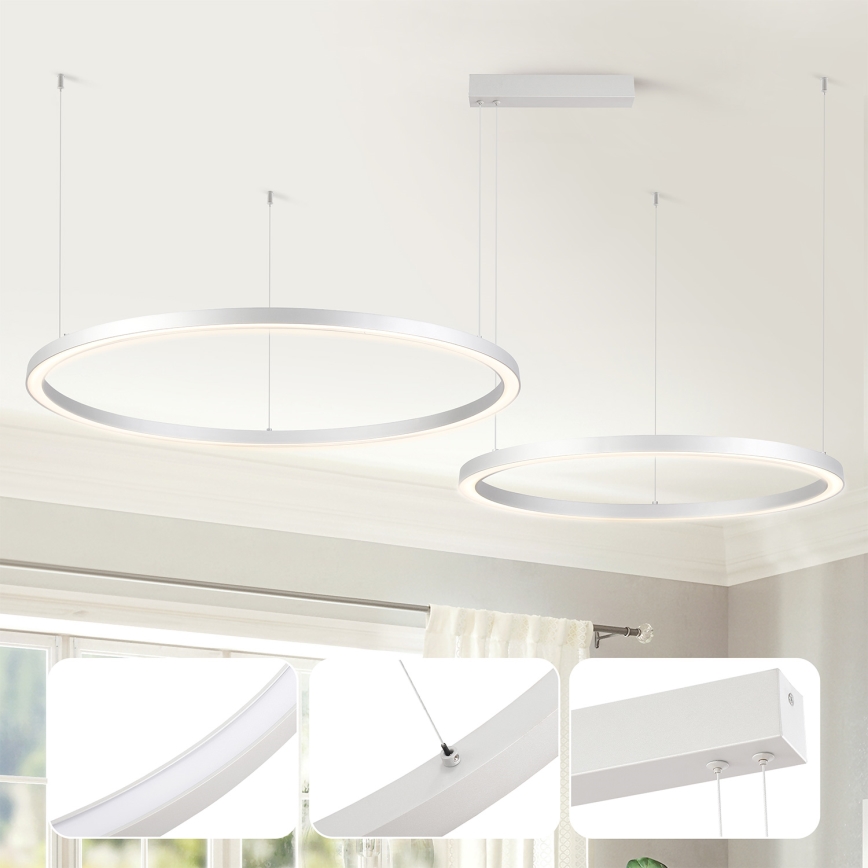 Brilagi - LED prigušiva luster na sajli PORTOFINO LED/98W/230V 3000-6000K srebrna + daljinski upravljač
