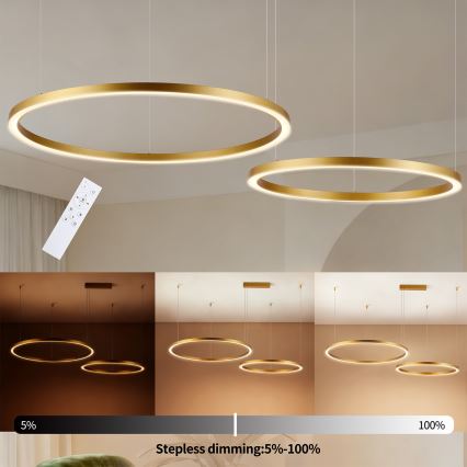 Brilagi - LED prigušiva luster na sajli PORTOFINO LED/98W/230V 3000-6000K zlatna + daljinski upravljač