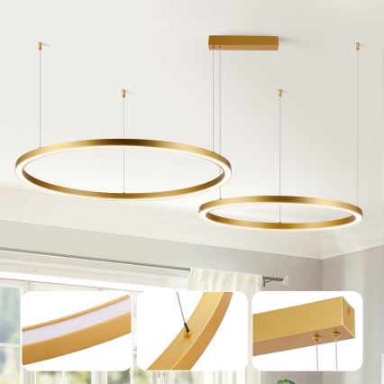 Brilagi - LED prigušiva luster na sajli PORTOFINO LED/98W/230V 3000-6000K zlatna + daljinski upravljač