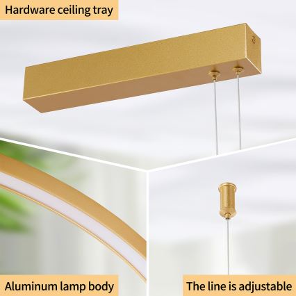 Brilagi - LED prigušiva luster na sajli PORTOFINO LED/98W/230V 3000-6000K zlatna + daljinski upravljač