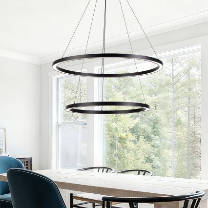 Brilagi - LED prigušiva luster na sajli PORTOFINO LED/98W/230V 3000-6000K pr. 80 cm crna + daljinski upravljač