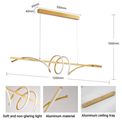 BRILAGI - LED prigušiva luster na sajli SIGNATURE LED/50W/230V 3000-6000K 120 cm zlatna + daljinski upravljač