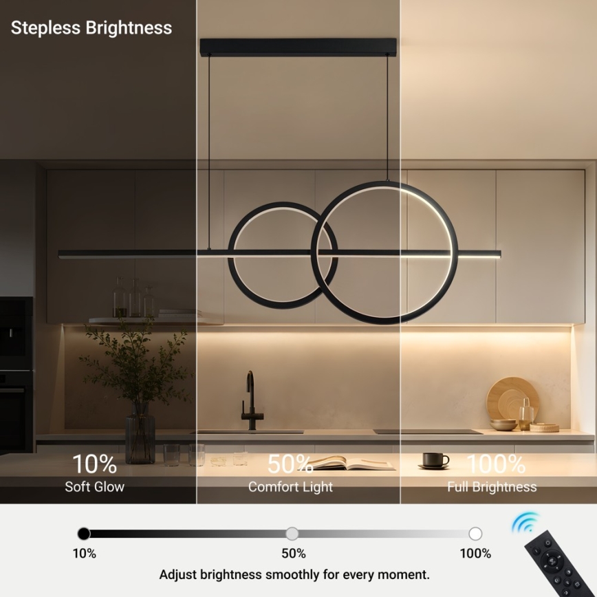 BRILAGI - LED prigušiva luster na sajli SIGNATURE LED/53W/230V 3000-6000K 120 cm crna + daljinski upravljač