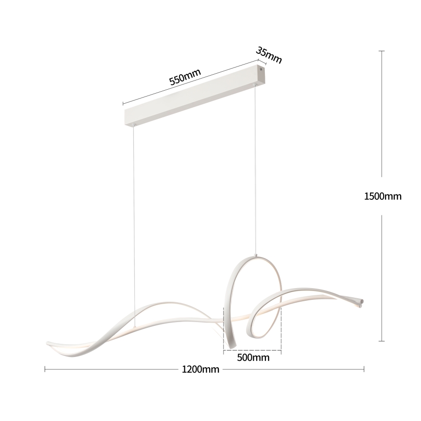 Brilagi - LED prigušiva luster na sajli SIGNATURE LED/55W/230V 3000-6000K 120x23 cm bela + daljinski upravljač
