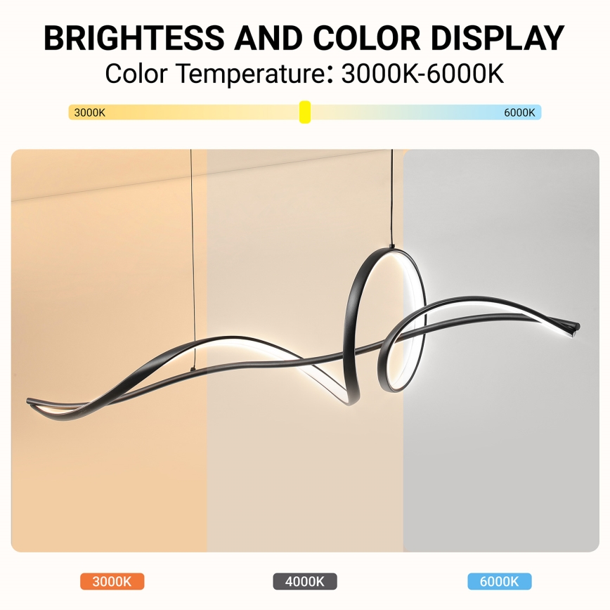 BRILAGI - LED prigušiva luster na sajli SIGNATURE LED/55W/230V 3000-6000K 120x23 cm crna + daljinski upravljač