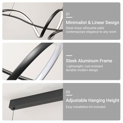 BRILAGI - LED prigušiva luster na sajli SIGNATURE LED/55W/230V 3000-6000K 120x23 cm crna + daljinski upravljač