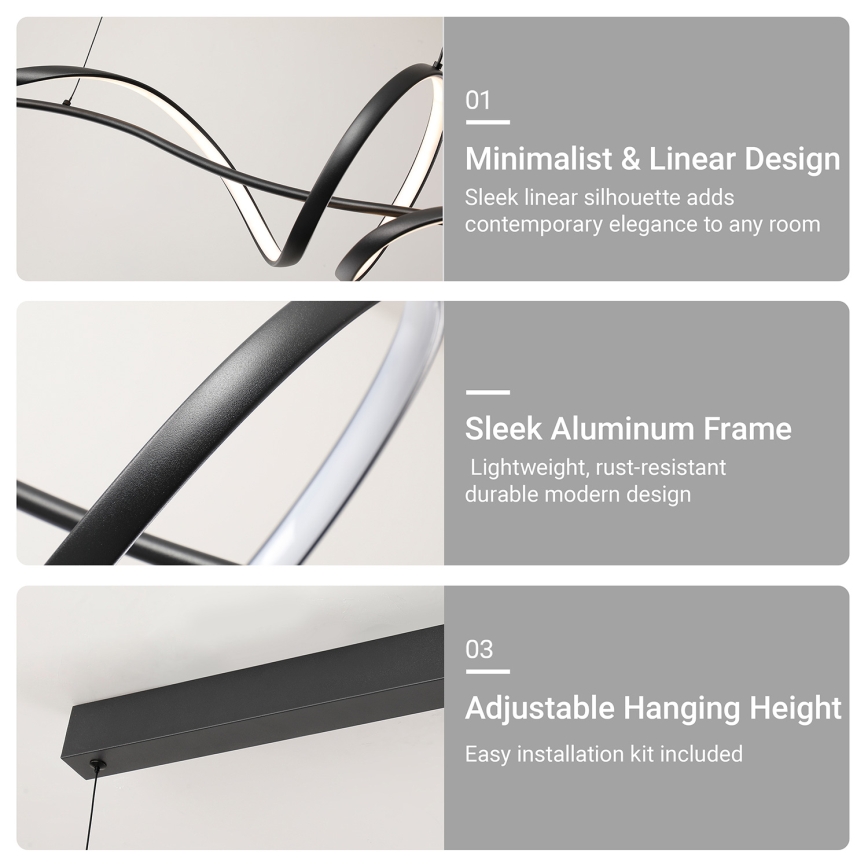 BRILAGI - LED prigušiva luster na sajli SIGNATURE LED/55W/230V 3000-6000K 120x23 cm crna + daljinski upravljač
