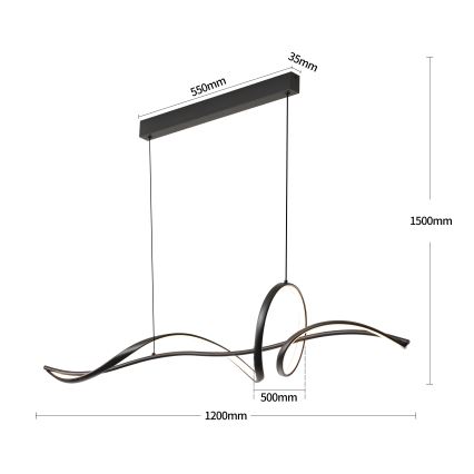 BRILAGI - LED prigušiva luster na sajli SIGNATURE LED/55W/230V 3000-6000K 120x23 cm crna + daljinski upravljač