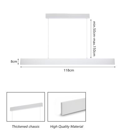 Brilagi - LED luster na sajli SLIMLINE LED/40W/230V 3000-6000K, prigušiva, bela + daljinski upravljač
