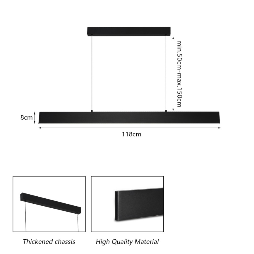 Brilagi - LED prigušiva luster na sajli SLIMLINE LED/40W/230V 3000-6000K crna + daljinski upravljač