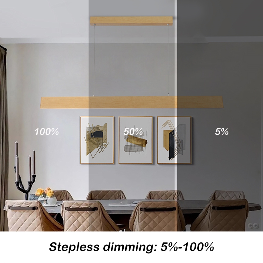 Brilagi - LED prigušiva luster na sajli SLIMLINE LED/40W/230V 3000-6000K hrastov dekor + daljinski upravljač