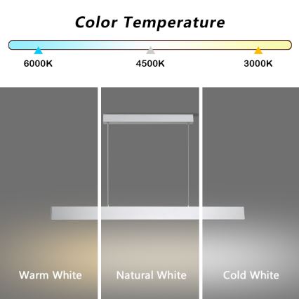 Brilagi - LED prigušiva lustr na sajli SLIMLINE LED/40W/230V 3000-6000K srebrna + daljinski upravljač