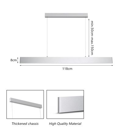 Brilagi - LED prigušiva lustr na sajli SLIMLINE LED/40W/230V 3000-6000K srebrna + daljinski upravljač