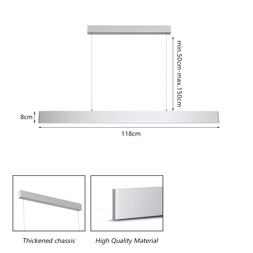 Brilagi - LED prigušiva lustr na sajli SLIMLINE LED/40W/230V 3000-6000K srebrna + daljinski upravljač