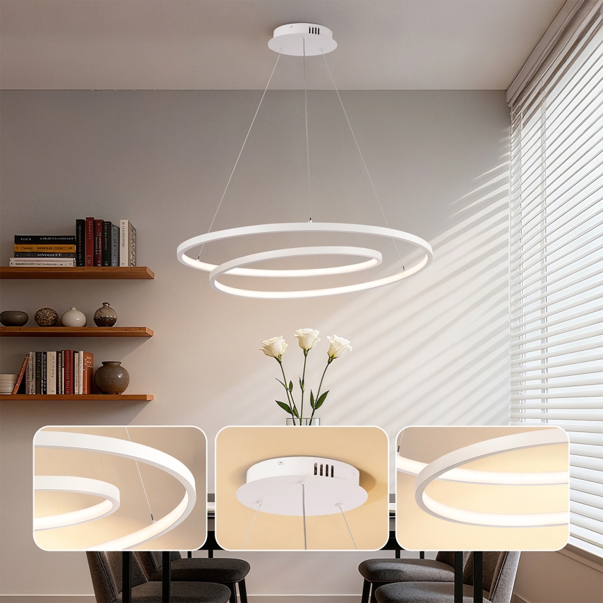 Brilagi - LED prigušiva luster na sajli TWISTER LED/105W/230V 3000-6000K Ø 100 cm bela + daljinski upravljač
