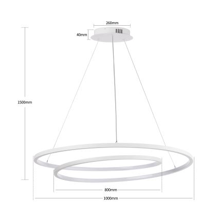 Brilagi - LED prigušiva luster na sajli TWISTER LED/105W/230V 3000-6000K Ø 100 cm bela + daljinski upravljač