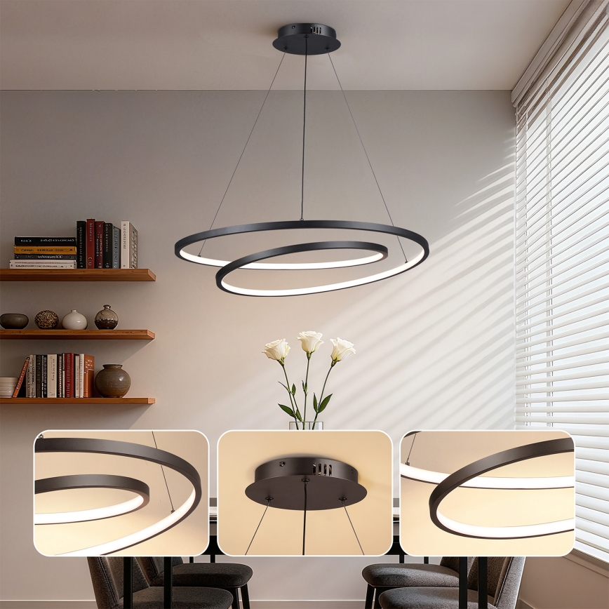 Brilagi - prigušiva LED viseća svetiljka na sajli TWISTER LED/105W/230V 3000-6000K prečnik 100 cm crna + sa daljinskim upravljačem