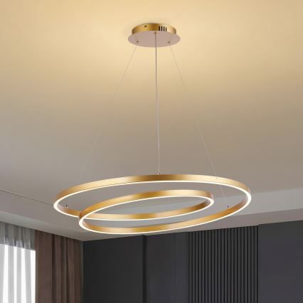 Brilagi - LED prigušiva luster na sajli TWISTER LED/105W/230V 3000-6000K prečnik 100 cm zlatna + daljinski upravljač