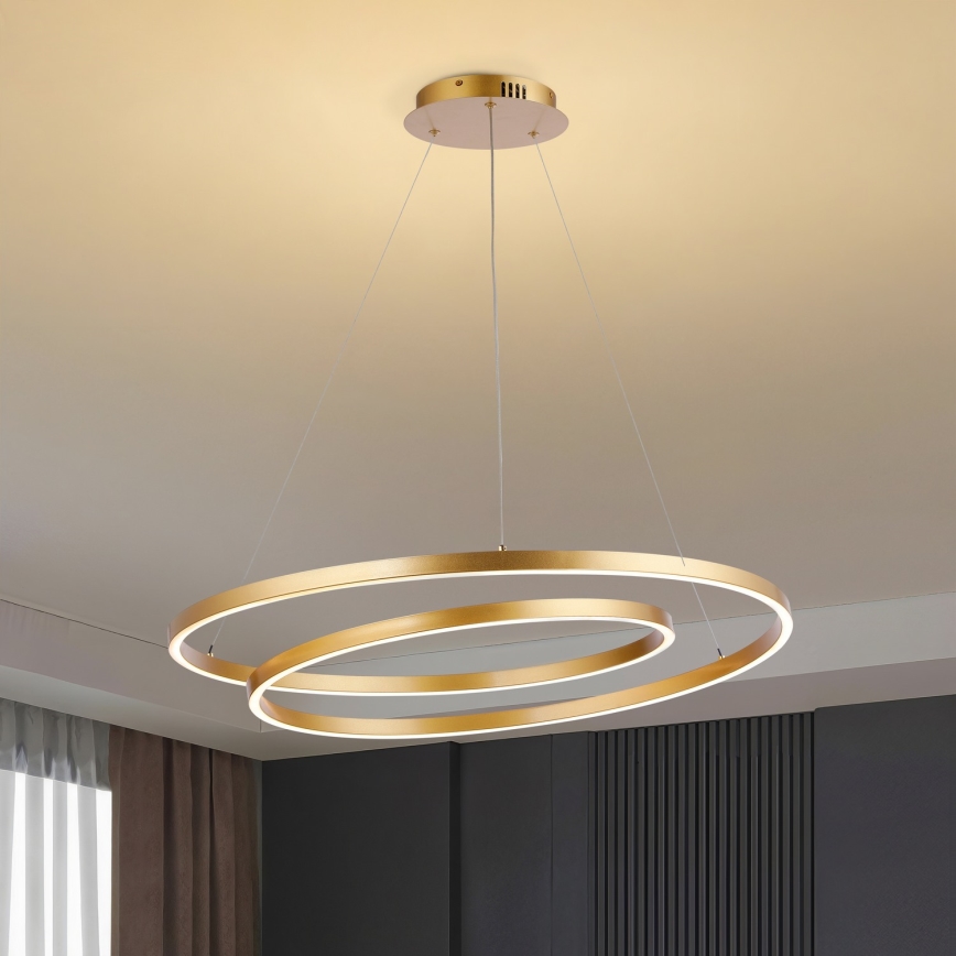 Brilagi - LED prigušiva luster na sajli TWISTER LED/105W/230V 3000-6000K prečnik 100 cm zlatna + daljinski upravljač