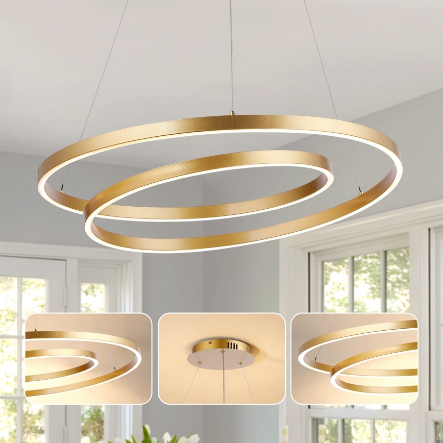 Brilagi - LED prigušiva luster na sajli TWISTER LED/105W/230V 3000-6000K prečnik 100 cm zlatna + daljinski upravljač