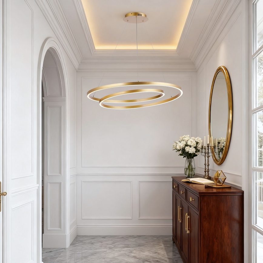 Brilagi - LED prigušiva luster na sajli TWISTER LED/105W/230V 3000-6000K prečnik 100 cm zlatna + daljinski upravljač