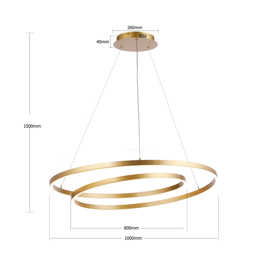 Brilagi - LED prigušiva luster na sajli TWISTER LED/105W/230V 3000-6000K prečnik 100 cm zlatna + daljinski upravljač