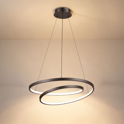 Brilagi - LED prigušiva viseća lampa na sajli TWISTER LED/48W/230V 3000-6000K Ø 50 cm crna + daljinski upravljač