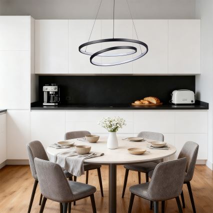 Brilagi - LED prigušiva viseća lampa na sajli TWISTER LED/48W/230V 3000-6000K Ø 50 cm crna + daljinski upravljač