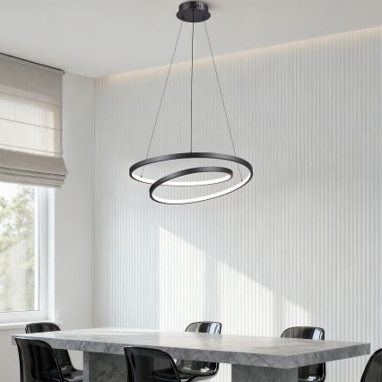 Brilagi - LED prigušiva viseća lampa na sajli TWISTER LED/48W/230V 3000-6000K Ø 50 cm crna + daljinski upravljač