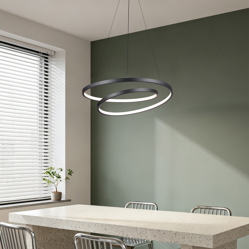 Brilagi - LED prigušiva viseća lampa na sajli TWISTER LED/48W/230V 3000-6000K Ø 50 cm crna + daljinski upravljač