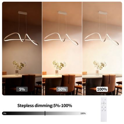 Brilagi - LED prigušiva luster na sajli TWISTER LED/60W/230V 3000-6000K bež + daljinski upravljač