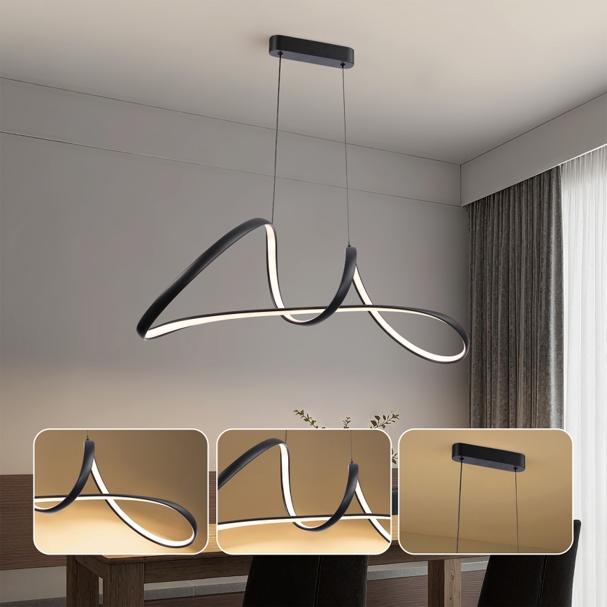 Brilagi - LED prigušiva luster na sajli TWISTER LED/60W/230V 3000-6000K crna + daljinski upravljač