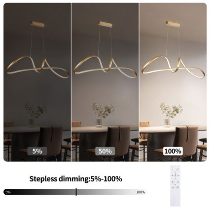 Brilagi - LED prigušiva luster na sajli TWISTER LED/60W/230V 3000-6000K zlatna + daljinski upravljač