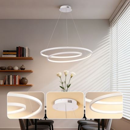 Brilagi - prigušiva LED luster na sajli TWISTER LED/75W/230V 3000–6000K Ø 70 cm bela + daljinski upravljač