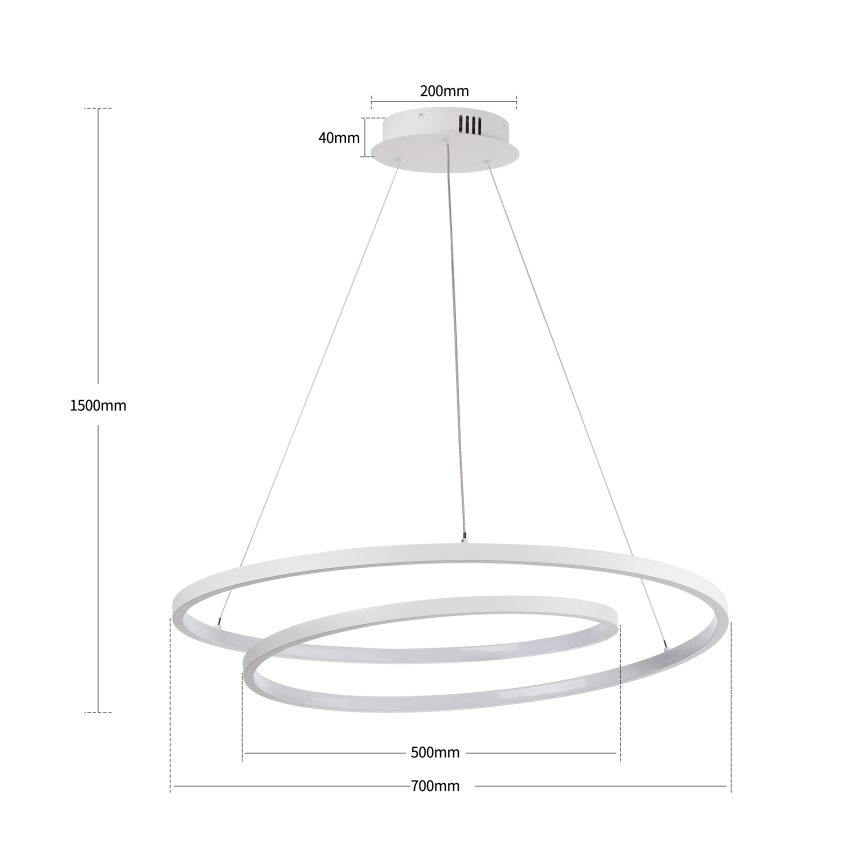 Brilagi - prigušiva LED luster na sajli TWISTER LED/75W/230V 3000–6000K Ø 70 cm bela + daljinski upravljač