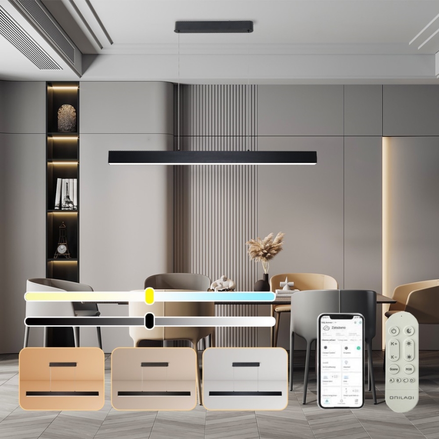 Brilagi - LED prigušiva luster na sajli SLEEKLINE SMART LED/40W/230V 3000-6000K Wi-Fi Tuya crna + daljinski upravljač