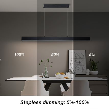 Brilagi - LED prigušiva luster na sajli SLEEKLINE SMART LED/40W/230V 3000-6000K Wi-Fi Tuya crna + daljinski upravljač