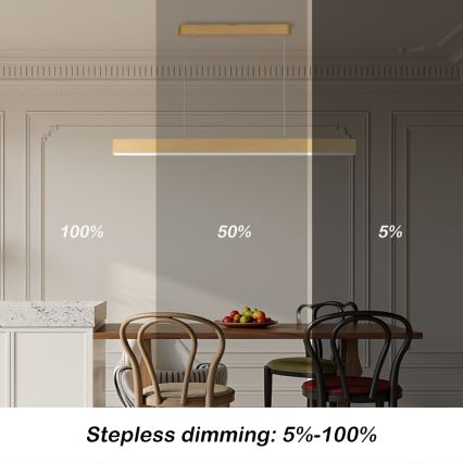 Brilagi - LED prigušiva luster SLEEKLINE SMART LED/40W/230V Wi-Fi Tuya dekor hrasta + daljinski upravljač