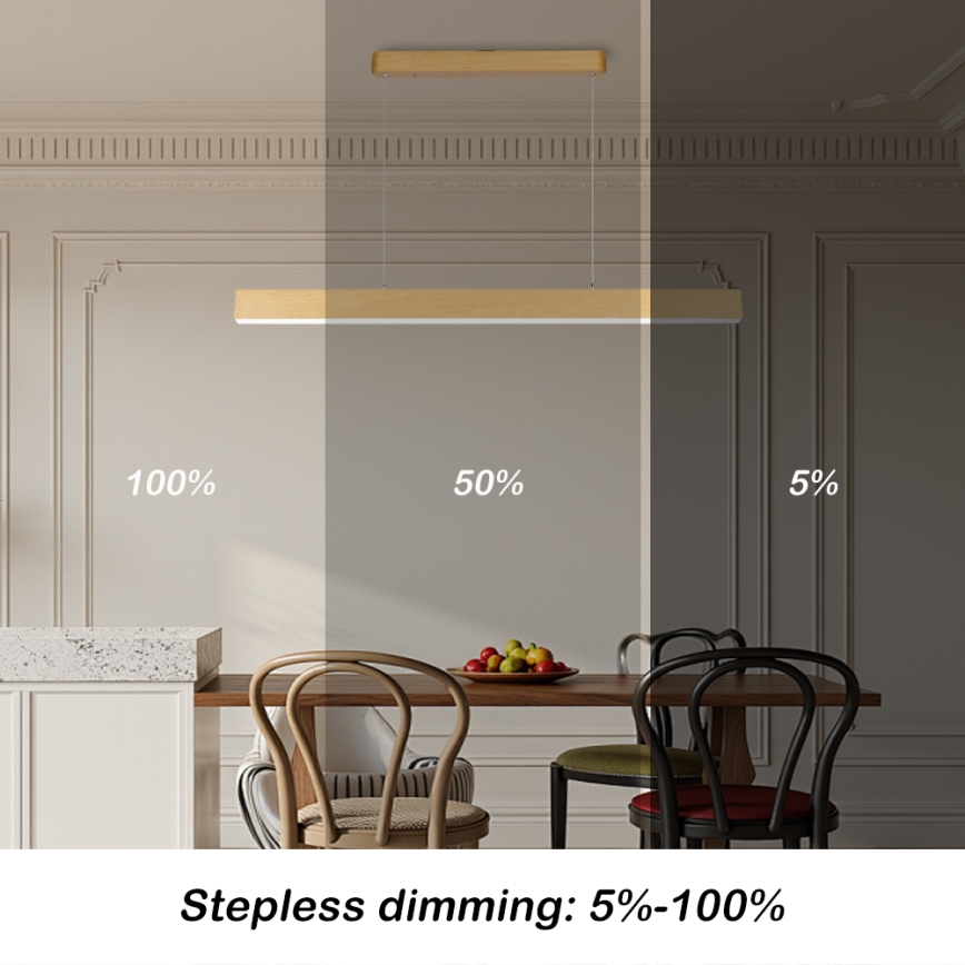 Brilagi - LED prigušiva luster SLEEKLINE SMART LED/40W/230V Wi-Fi Tuya dekor hrasta + daljinski upravljač