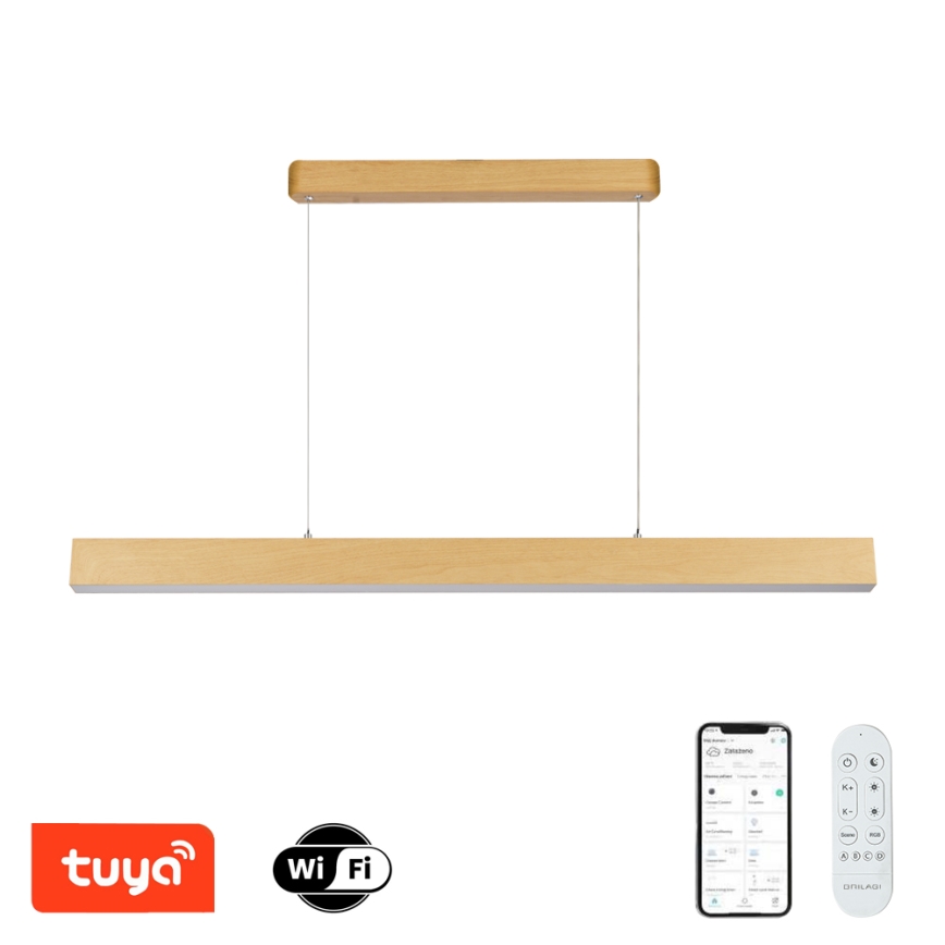 Brilagi - LED prigušiva luster SLEEKLINE SMART LED/40W/230V Wi-Fi Tuya dekor hrasta + daljinski upravljač