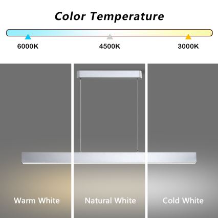 Brilagi - SLEEKLINE SMART LED/40W/230V luster na sajli, prigušiva, 3000-6000K Wi-Fi Tuya, srebrna + daljinski upravljač
