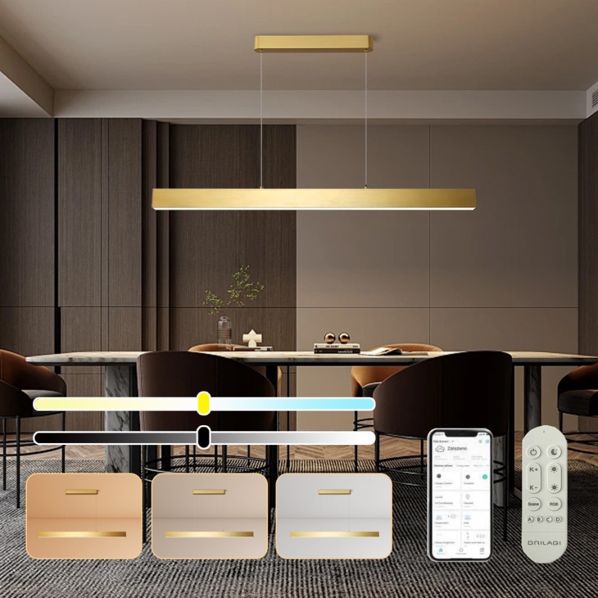 Brilagi - LED prigušiva luster na sajli SLEEKLINE SMART LED/40W/230V 3000-6000K Wi-Fi Tuya zlatna + daljinski upravljač