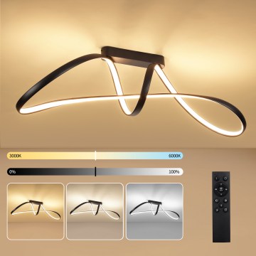 Brilagi - LED prigušiva nadgradna plafonska lampa TWISTER LED/60W/230V 3000-6000K crna + daljinski upravljač