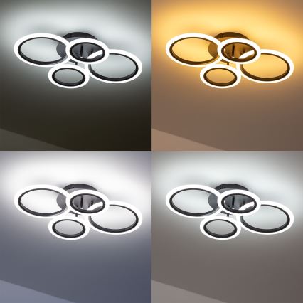 Brilagi - LED prigušiva plafonski luster ORBITS LED/50W/230V 3000-6500K crna + daljinski upravljač