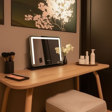 BRILAGI - LED prigušiva make-up ogledalo CALIFORNIA LED/22W/230V 3000/4000/6500K 58x43 cm crna