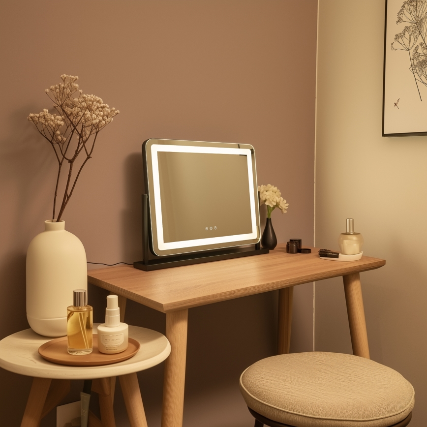 BRILAGI - LED prigušiva make-up ogledalo CALIFORNIA LED/25W/230V 3000/4000/6500K 55x44 cm crna