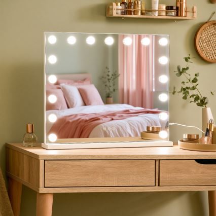 BRILAGI - LED prigušiva ogledalo za šminkanje HOLLYWOOD LED/15W/230V CCT + 2x USB 60x50 cm bela