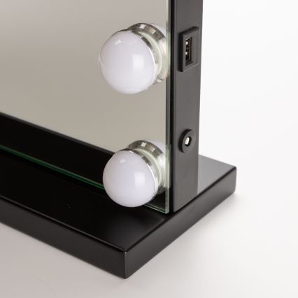 BRILAGI - LED prigušiva ogledalo za šminkanje HOLLYWOOD LED/15W/230V CCT + USB crna