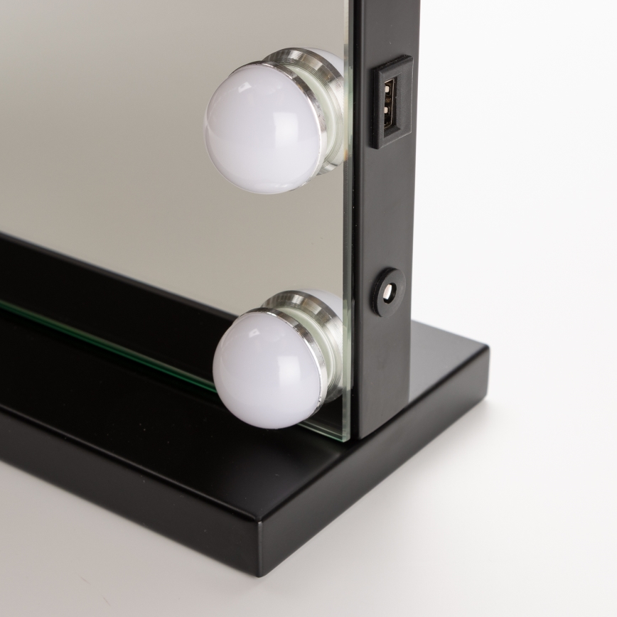 BRILAGI - LED prigušiva ogledalo za šminkanje HOLLYWOOD LED/15W/230V CCT + USB crna